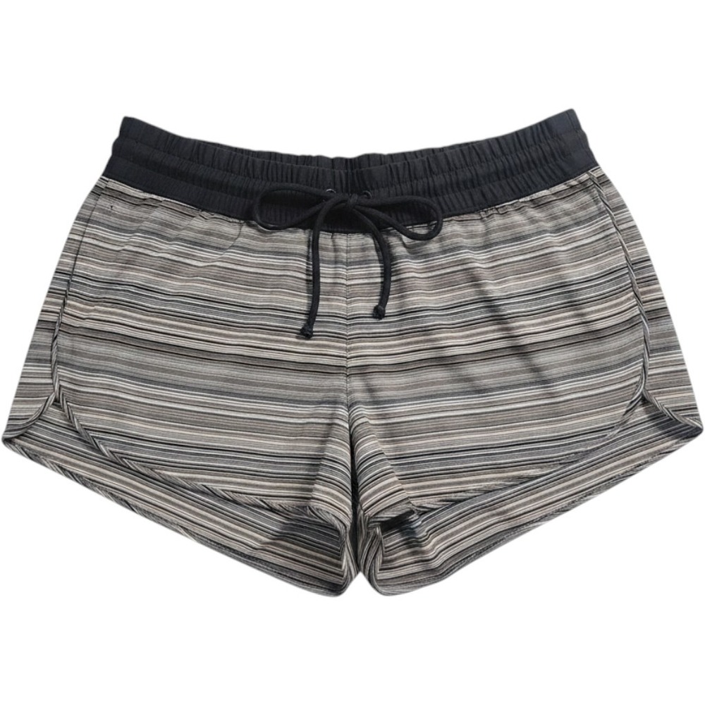 Athleta Womens XS Gray Striped Running Shorts Activewear Drawstring Gym